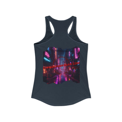 2-sided, cypherpunkgear.com Logo & Cityscape Women's Racerback Tank Top by cypherpunkgear.com