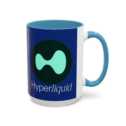 Hyperliquid White font Blue Accent Mug by cypherpunkgear.com