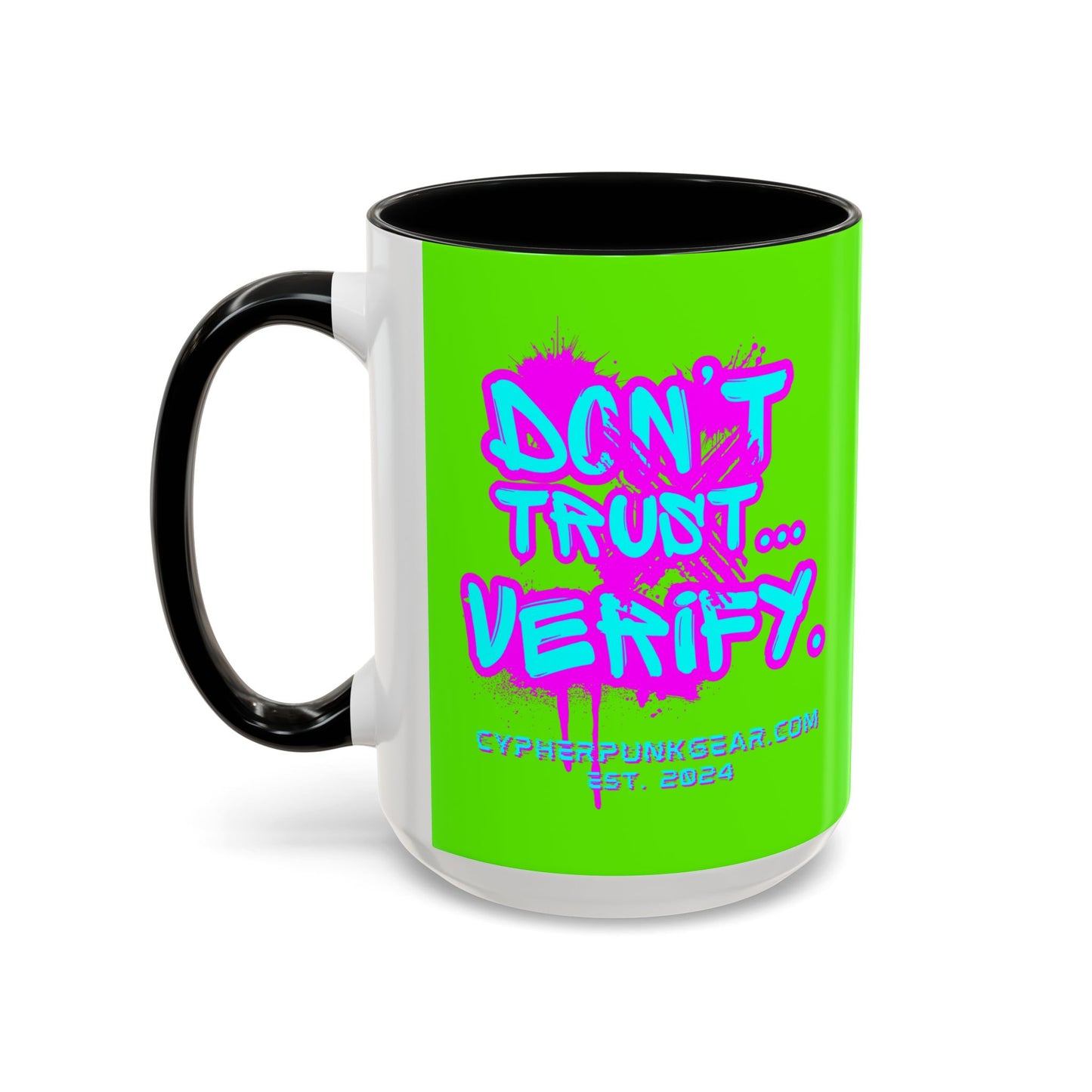 Don't Trust...Verify. Green Accent Mug by cypherpunkgear.com
