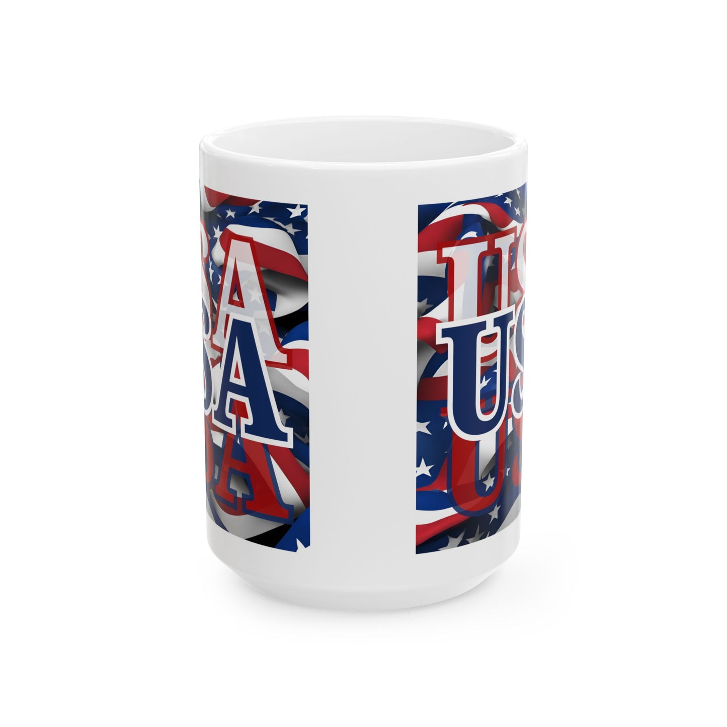 USA Blue font Center Patriot White Mug by cypherpunkgear.com