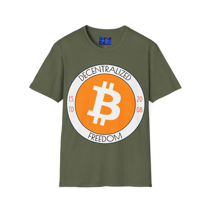 Bitcoin Decentralized Freedom Dark colors Unisex T-Shirt by cypherpunkgear.com