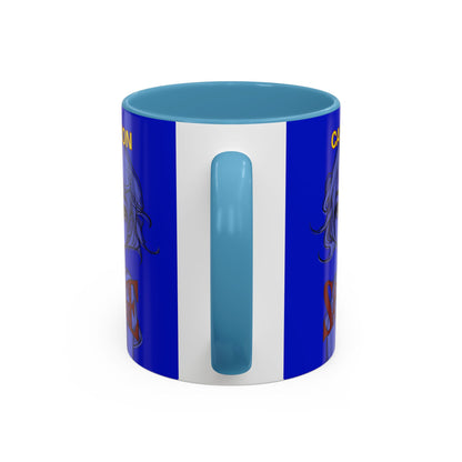 Caution, Savage Dark Blue Accent Mug by cypherpunkgear.com