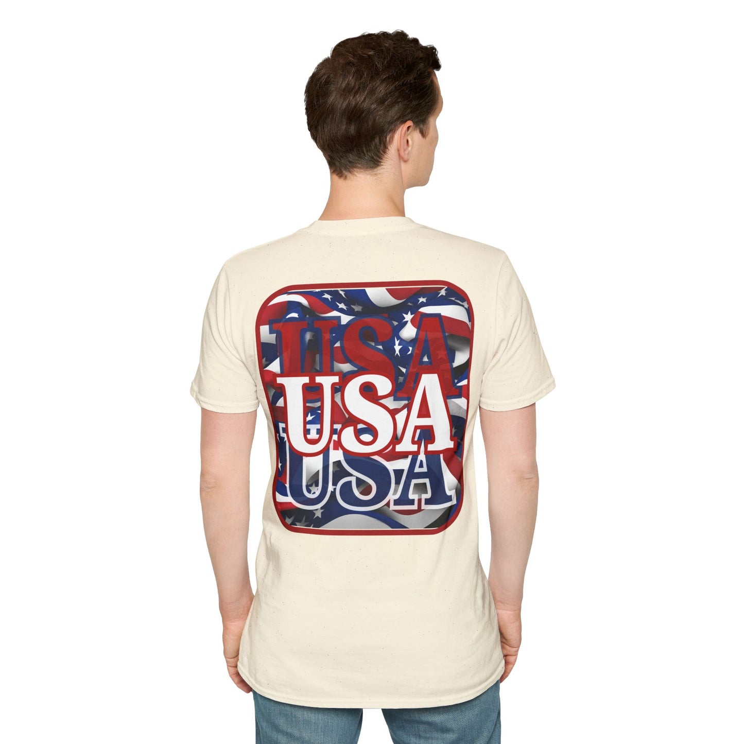 2-sided Red WHITE and Blue USA Patriot Light colors Unisex T-Shirt by cypherpunkgear.com