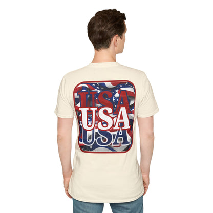 2-sided Red WHITE and Blue USA Patriot Light colors Unisex T-Shirt by cypherpunkgear.com