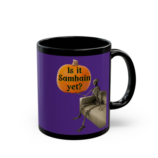 Is it Samhain yet? Skeleton's Pumpkin Purple Mug by CreepyCrafts.boo