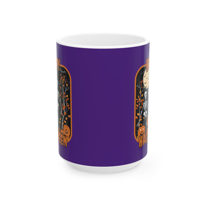 Spooktacular Skeletons of Halloween Purple Mug by CreepyCrafts.boo