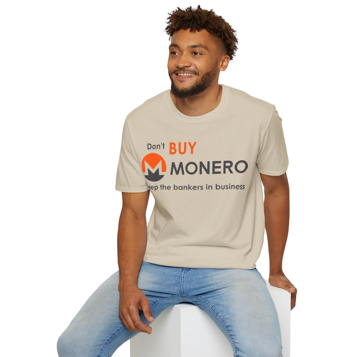 Don't buy Monero (XMR) Light colors Unisex T-Shirt by cypherpunkgear.com