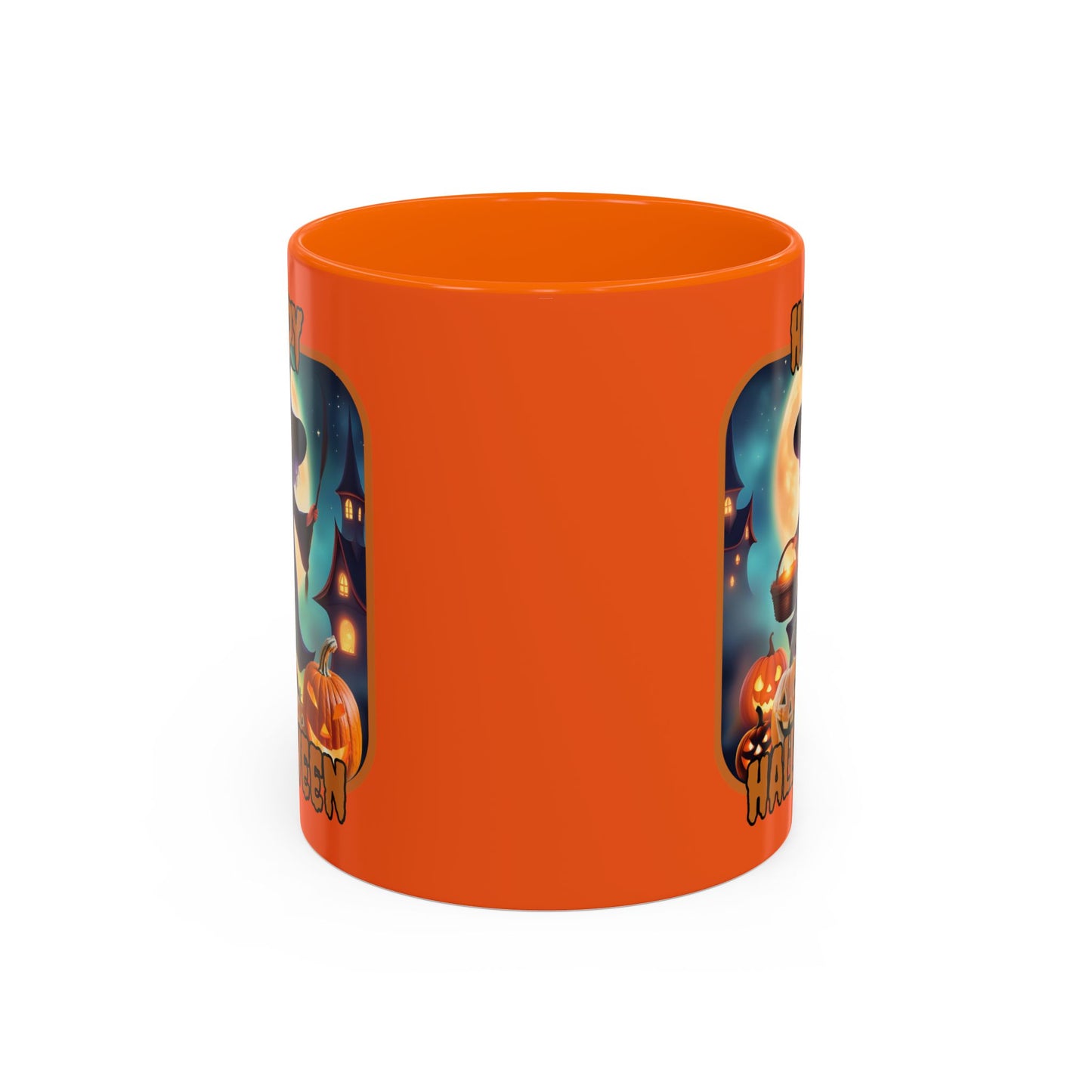 Happy Halloween Little Witch Orange font Orange Accent Mug by CreepyCrafts.boo