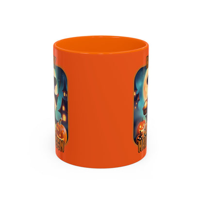 Happy Halloween Little Witch Orange font Orange Accent Mug by CreepyCrafts.boo