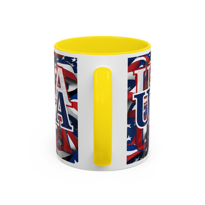 USA Blue font Center Patriot Accent Mug by cypherpunkgear.com