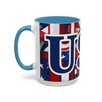 USA! USA! USA BLfont Patriot Accent Mug by cypherpunkgear