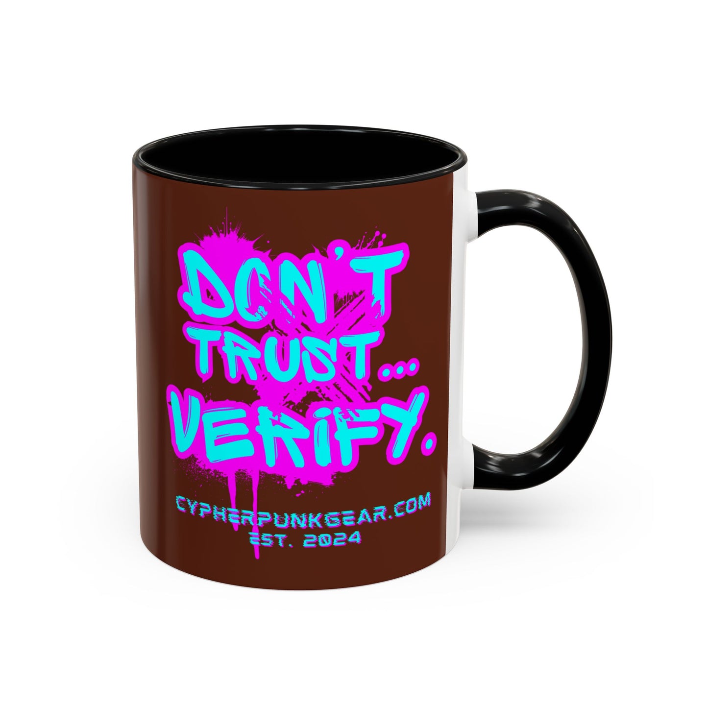 Don't Trust...Verify. Brown Accent Mug by cypherpunkgear.com