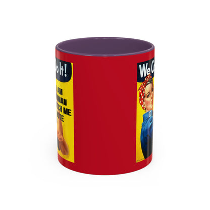 I Am Woman Watch Me Vote Rosie Red Accent Mug by cypherpunkgear.com