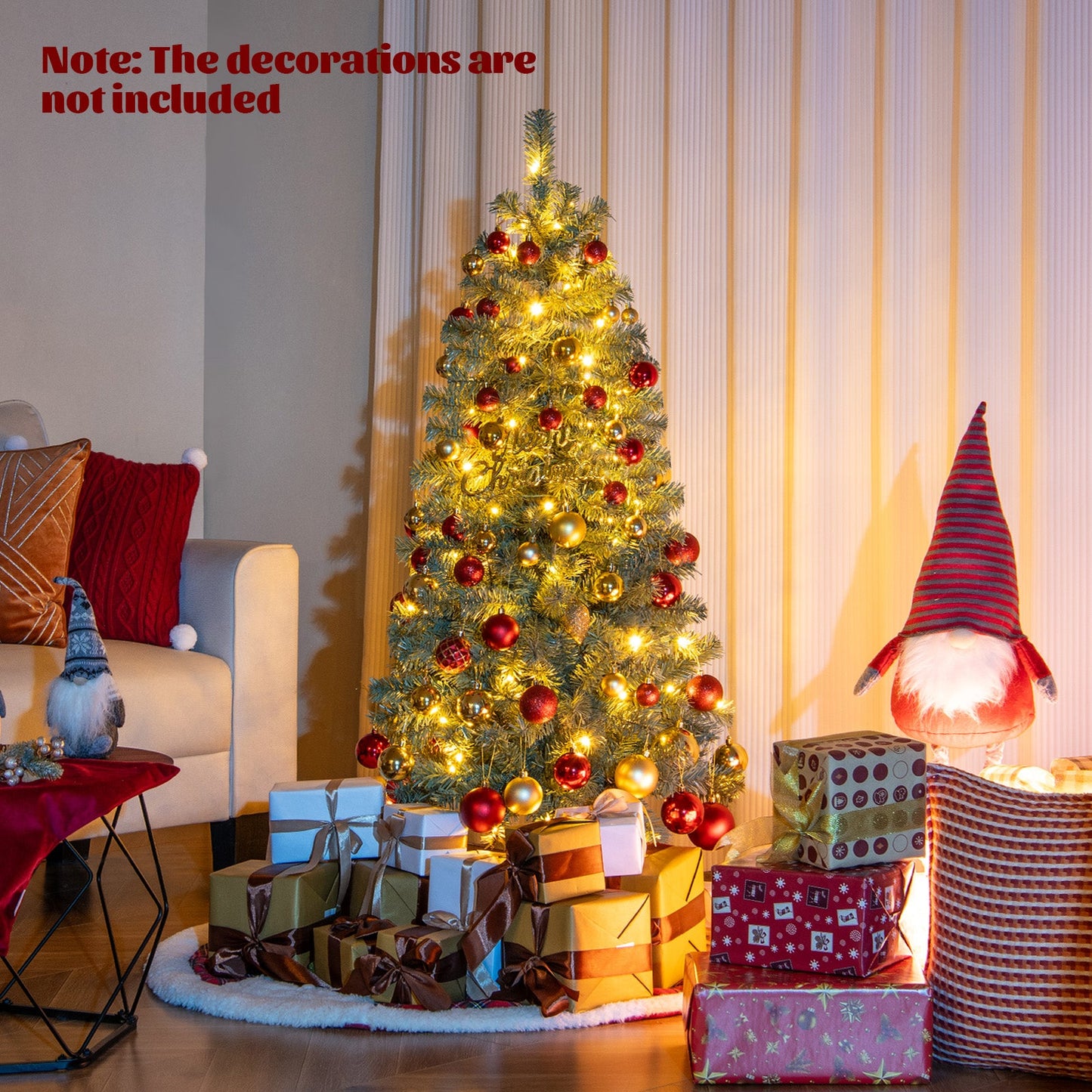 Pre-Lit Blue Artificial Christmas Tree Slim with 9 Lighting Modes