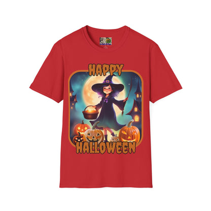 Happy Halloween Little Witch Orange font, Light colors, Unisex T-Shirt by CreepyCrafts.boo