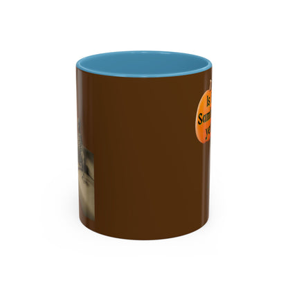 Is it Samhain yet? Skeleton's Pumpkin Brown Accent Mug by CreepyCrafts.boo