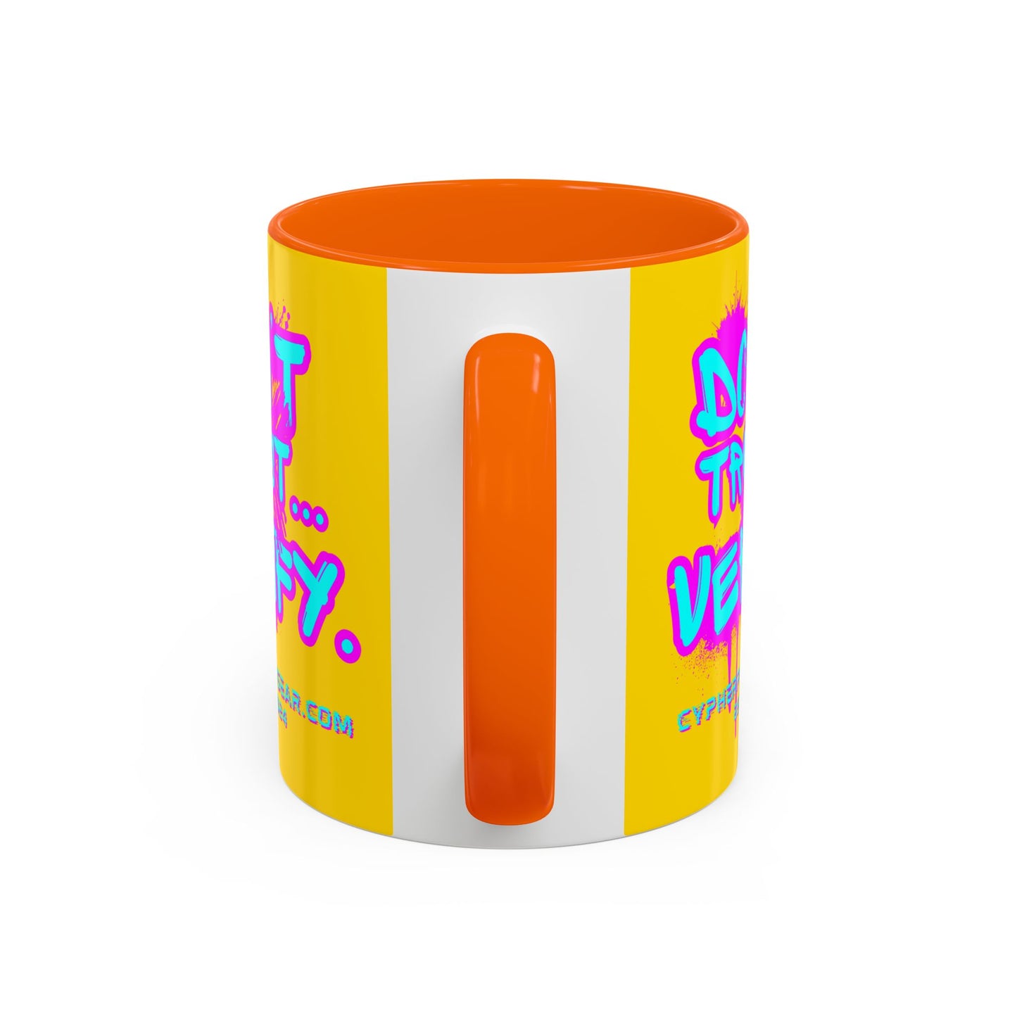Don't Trust...Verify. Yellow Accent Mug by cypherpunkgear.com