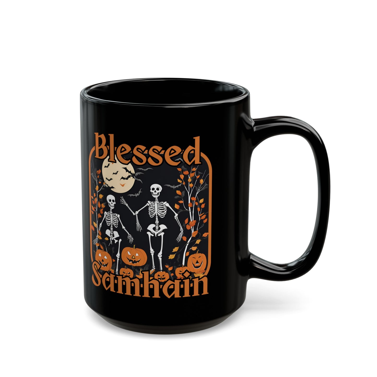 Spooktacular Skeletons of Samhain Black Mug by cypherpunkgear