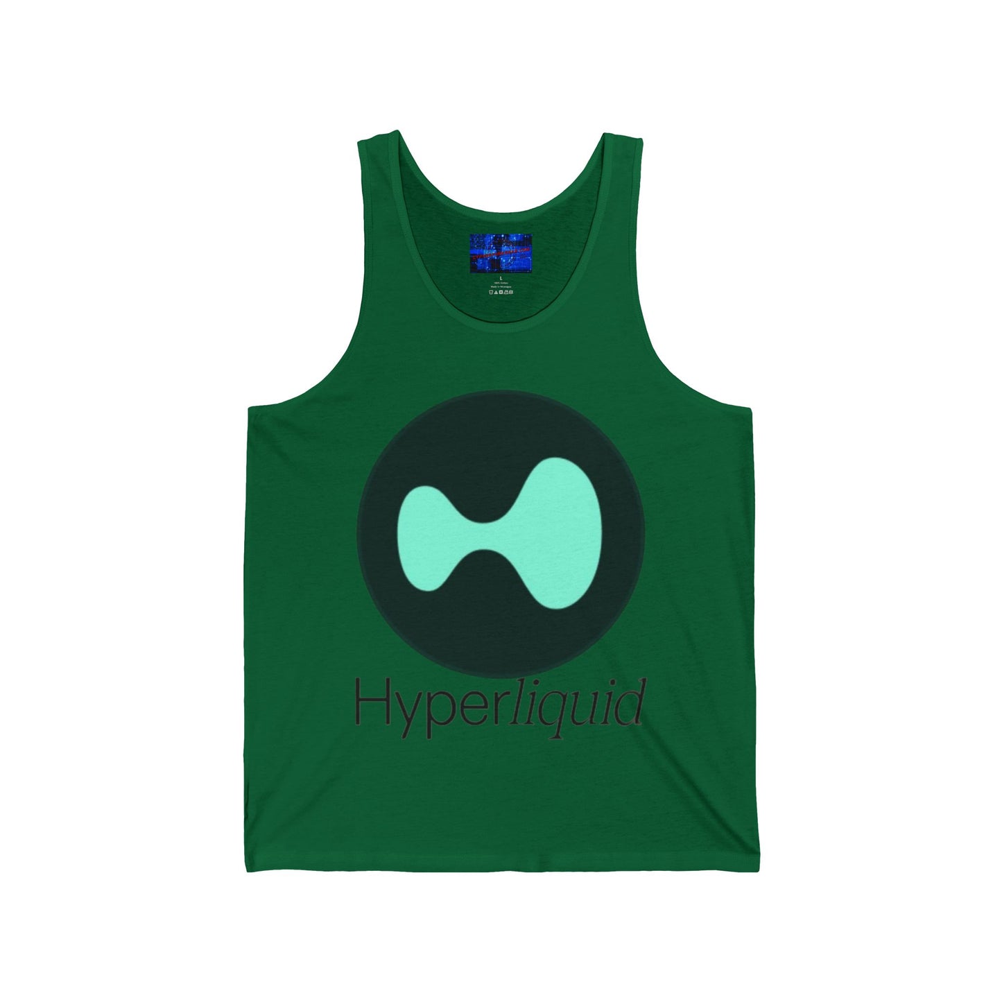 Hyperliquid Black font Unisex Jersey Tank Top by cypherpunkgear.com