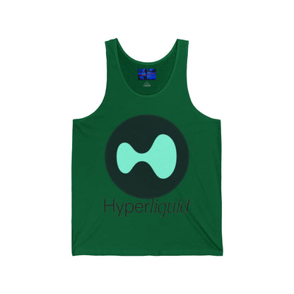 Hyperliquid Black font Unisex Jersey Tank Top by cypherpunkgear.com