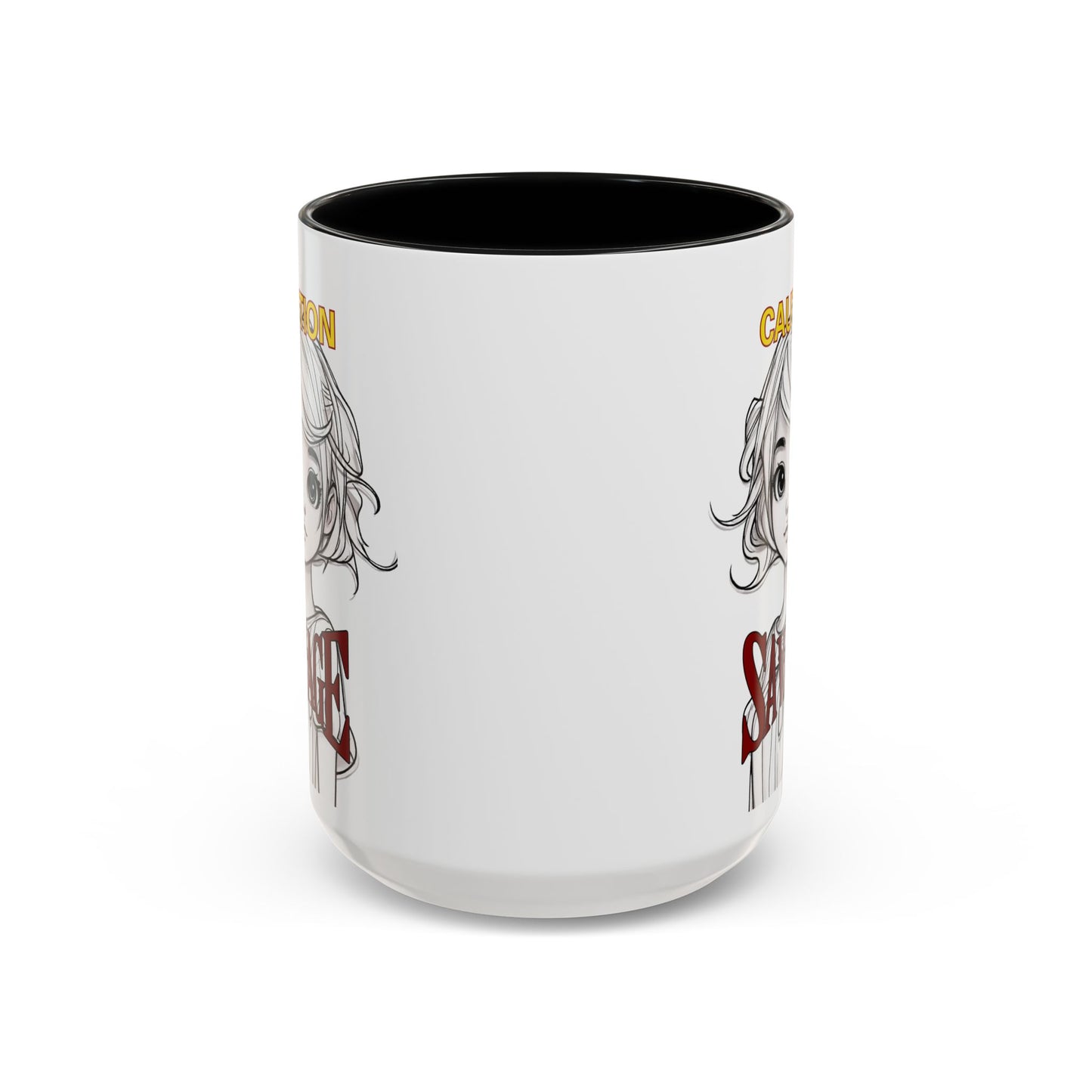 Caution, Savage White Accent Mug by cypherpunkgear.com
