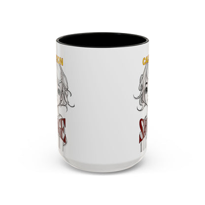 Caution, Savage White Accent Mug by cypherpunkgear.com