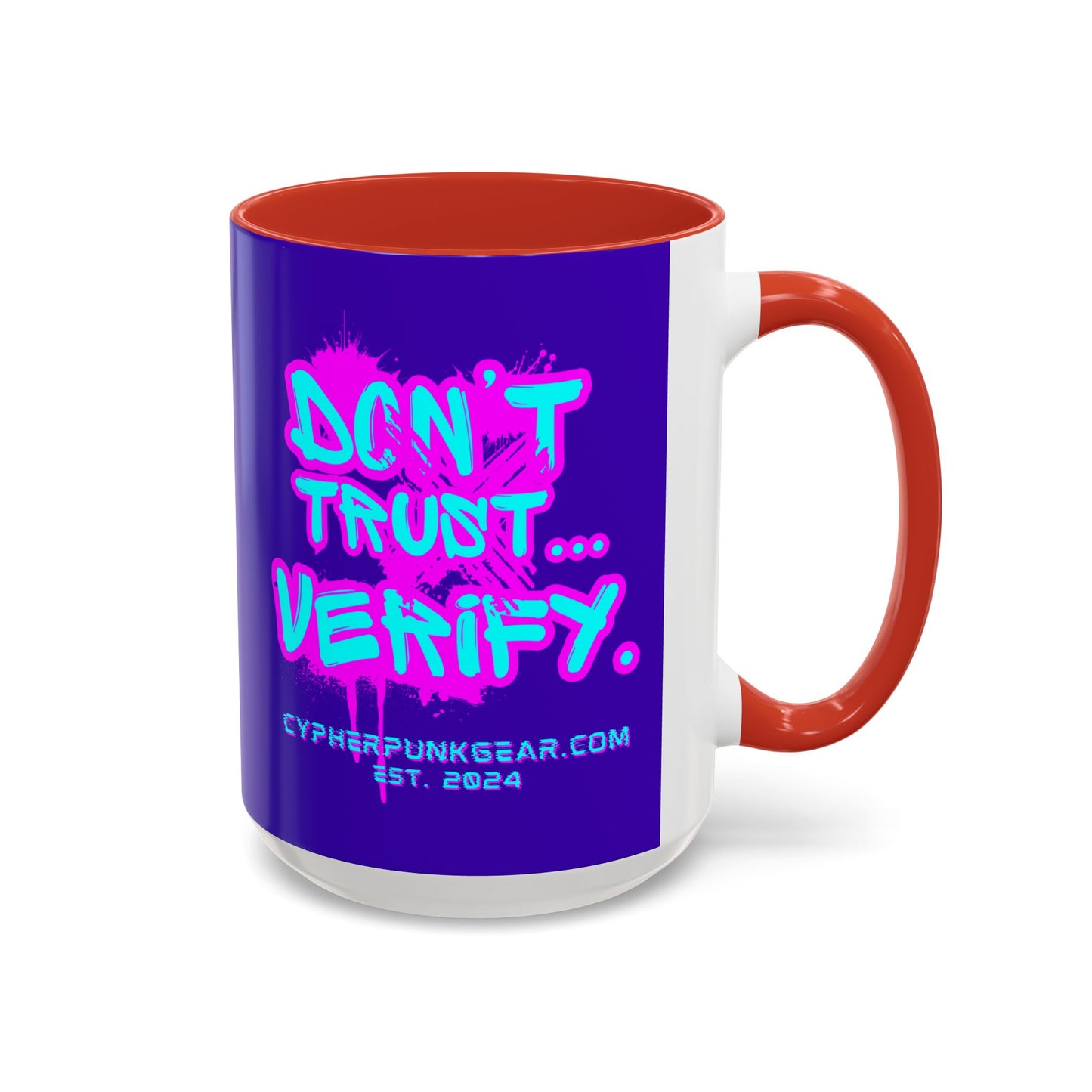 Don't Trust...Verify. Dark Purple Accent Mug by cypherpunkgear.com