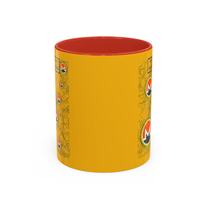 Monero (XMR) don't assume your freedoms are assured Yellow Accent Mug by cypherpunkgear.com