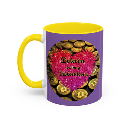 Bitcoin is My Valentine Light Purple Accent Mug by cypherpunkgear.com