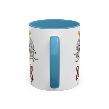Caution, Savage White Accent Mug by cypherpunkgear.com