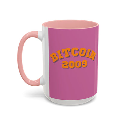 Bitcoin 2009 Pink Accent Mug by cypherpunkgear.com