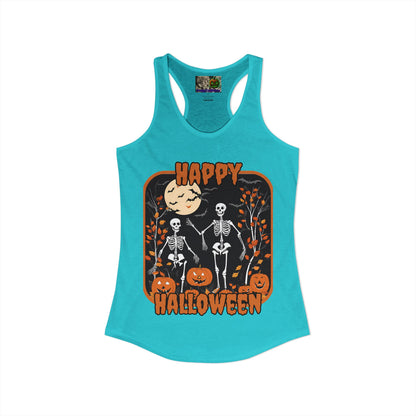 Spooktacular Skeletons of Halloween Women's Racerback Tank Top by CreepyCrafts.boo