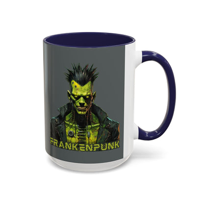 Frankenpunk Grey Accent Mug by CreepyCrafts.boo