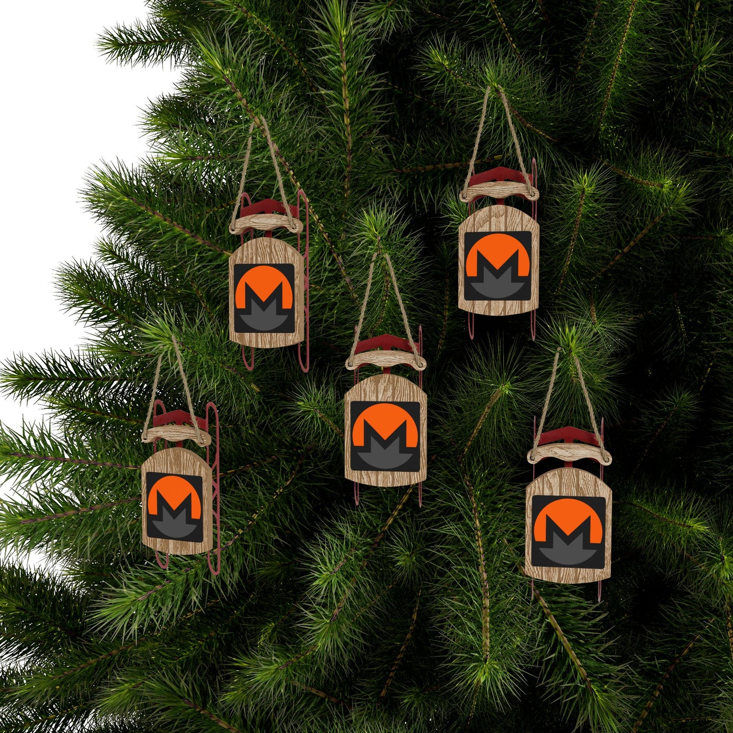 Monero (XMR) Black background Sled Ornament by cypherpunkgear.com