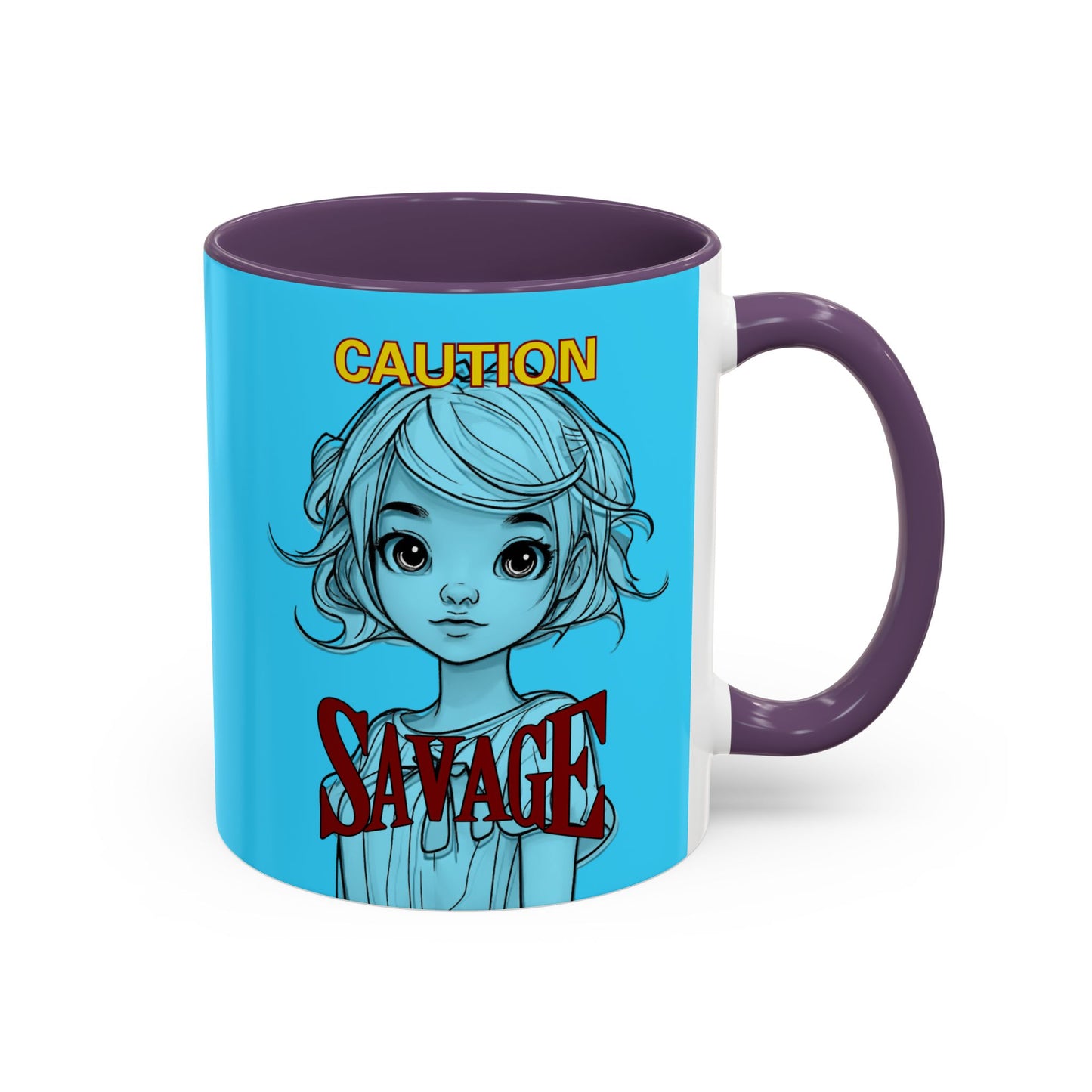 Caution, Savage Light Blue Accent Mug by cypherpunkgear.com
