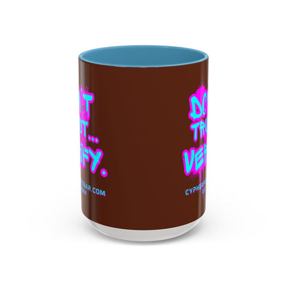 Don't Trust...Verify. Brown Accent Mug by cypherpunkgear.com