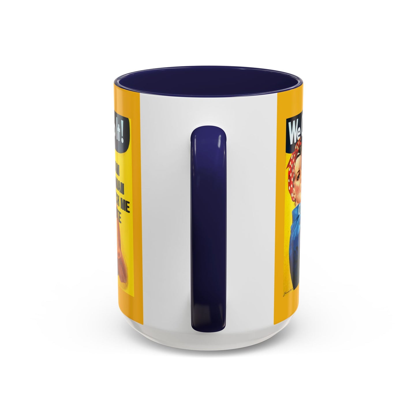 I Am Woman Watch Me Vote Rosie Yellow Accent Mug by cypherpunkgear.com