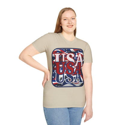 RED White and Blue USA Patriot Light colors Unisex T-Shirt by cypherpunkgear.com