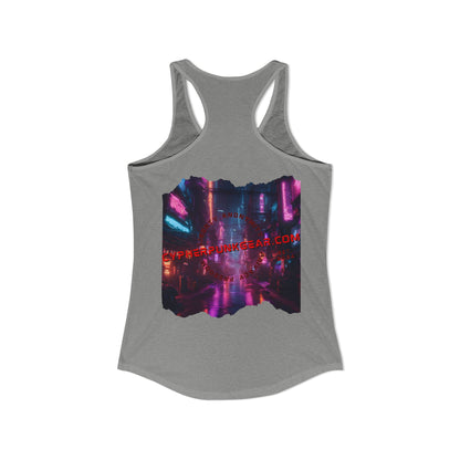 2-sided, cypherpunkgear.com Logo & Cityscape Women's Racerback Tank Top by cypherpunkgear.com