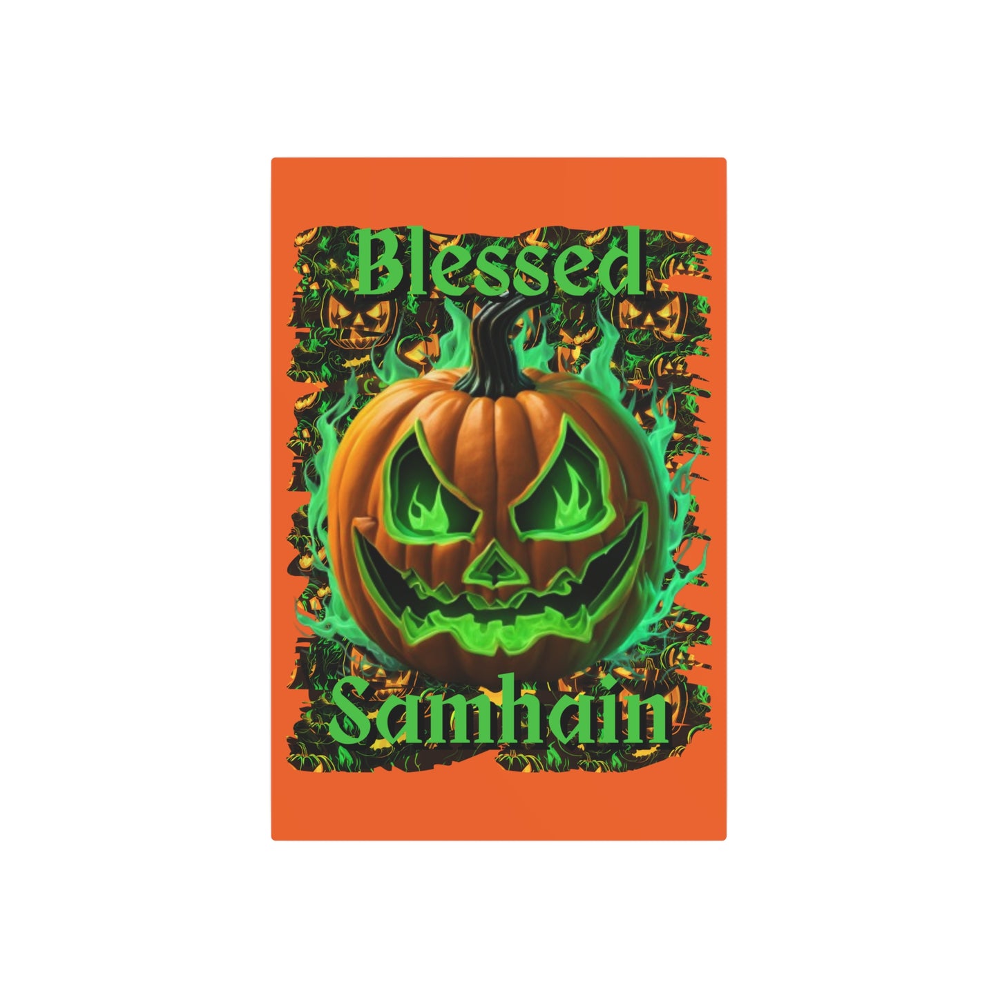 Blessed Samhain Green Jack Metal Art Sign by CreepyCrafts.boo