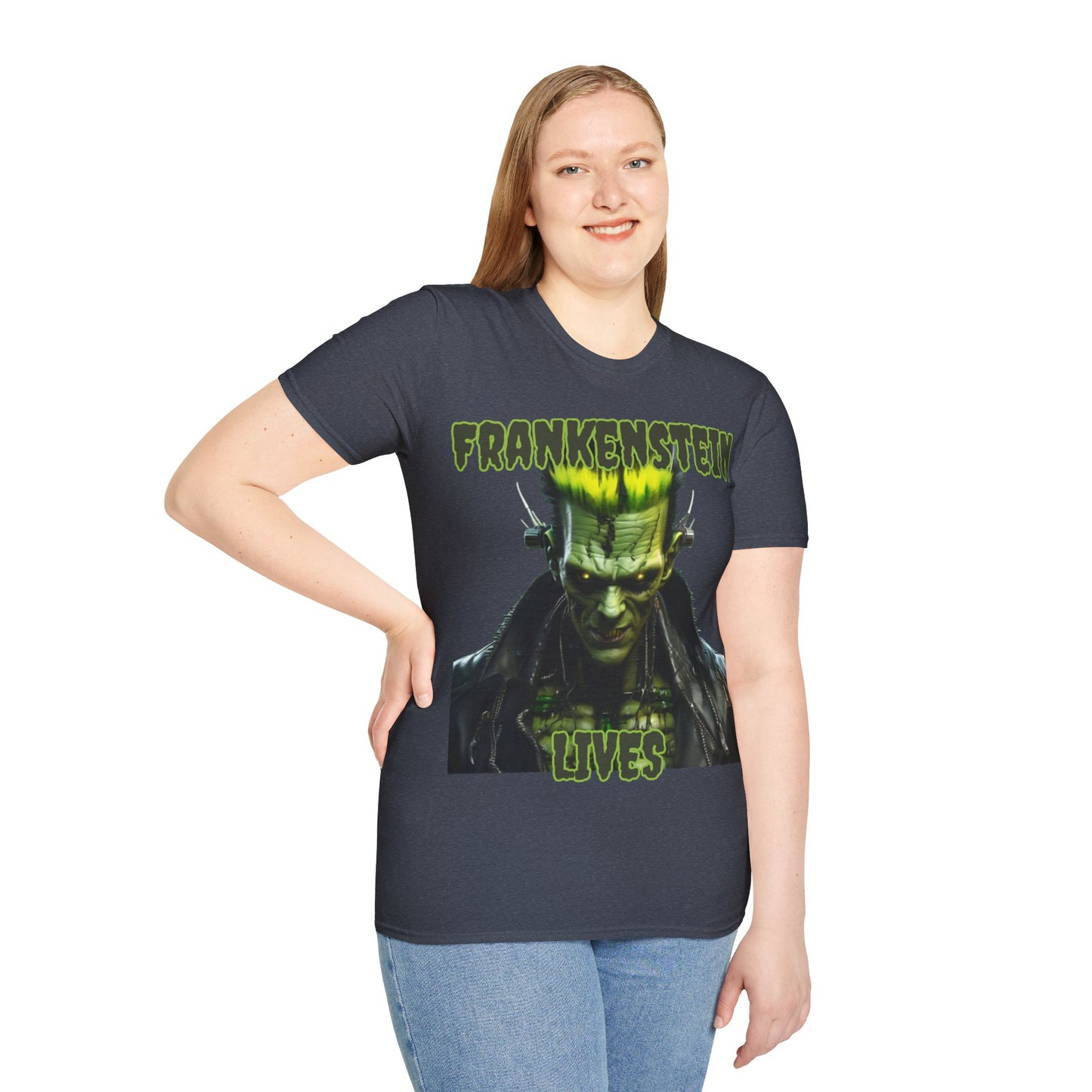 Frankenstein Lives Dark colors Unisex T-Shirt by CreepyCrafts.boo