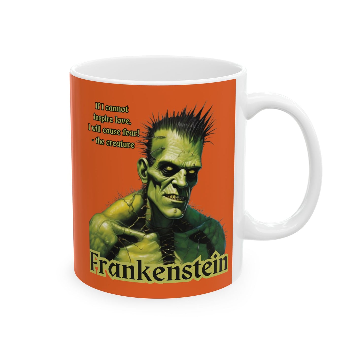 Frankenstein's Creature Orange Mug by CreepyCrafts.boo