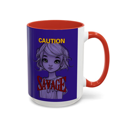 Caution, Savage Dark Purple Accent Mug by cypherpunkgear.com