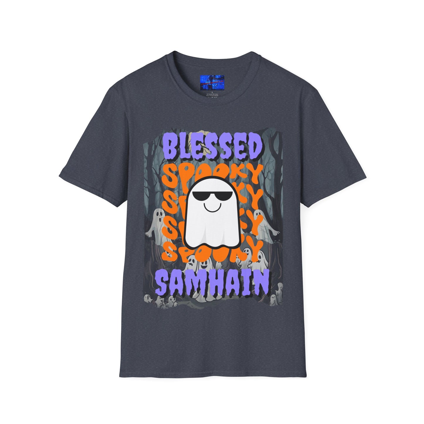 Spooky Blessed Samhain Ghost PRfont Unisex T-Shirt by cypherpunkgear