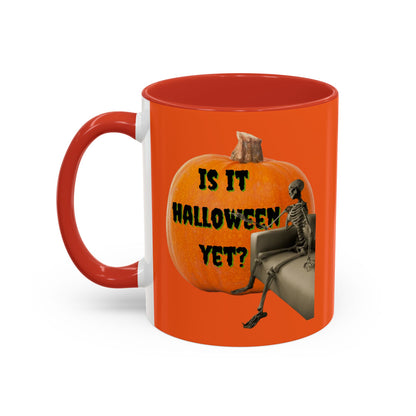 Is it Halloween yet? Skeleton's Giant Pumpkin Orange Accent Mug by CreepyCrafts.boo