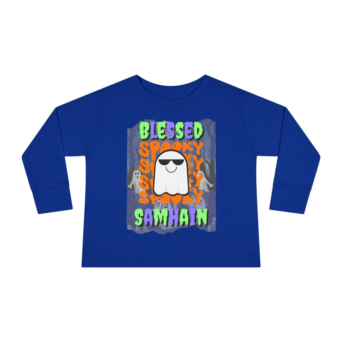 Spooky Blessed Samhain Ghost Mixed font Toddler Long Sleeve Tee by CreepyCrafts.boo