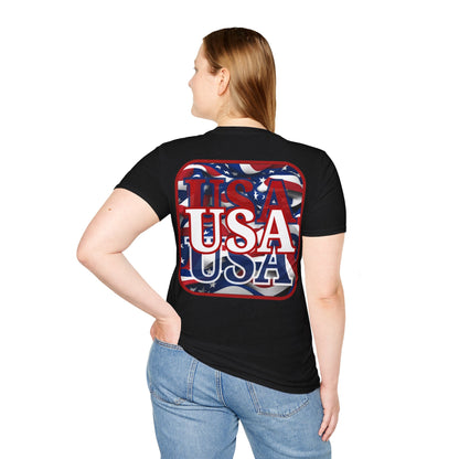 2-sided Red WHITE and Blue USA Patriot DKcolors Unisex T-Shirt by cypherpunkgear