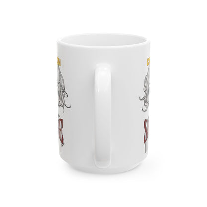 Caution, Savage White Mug by cypherpunkgear.com