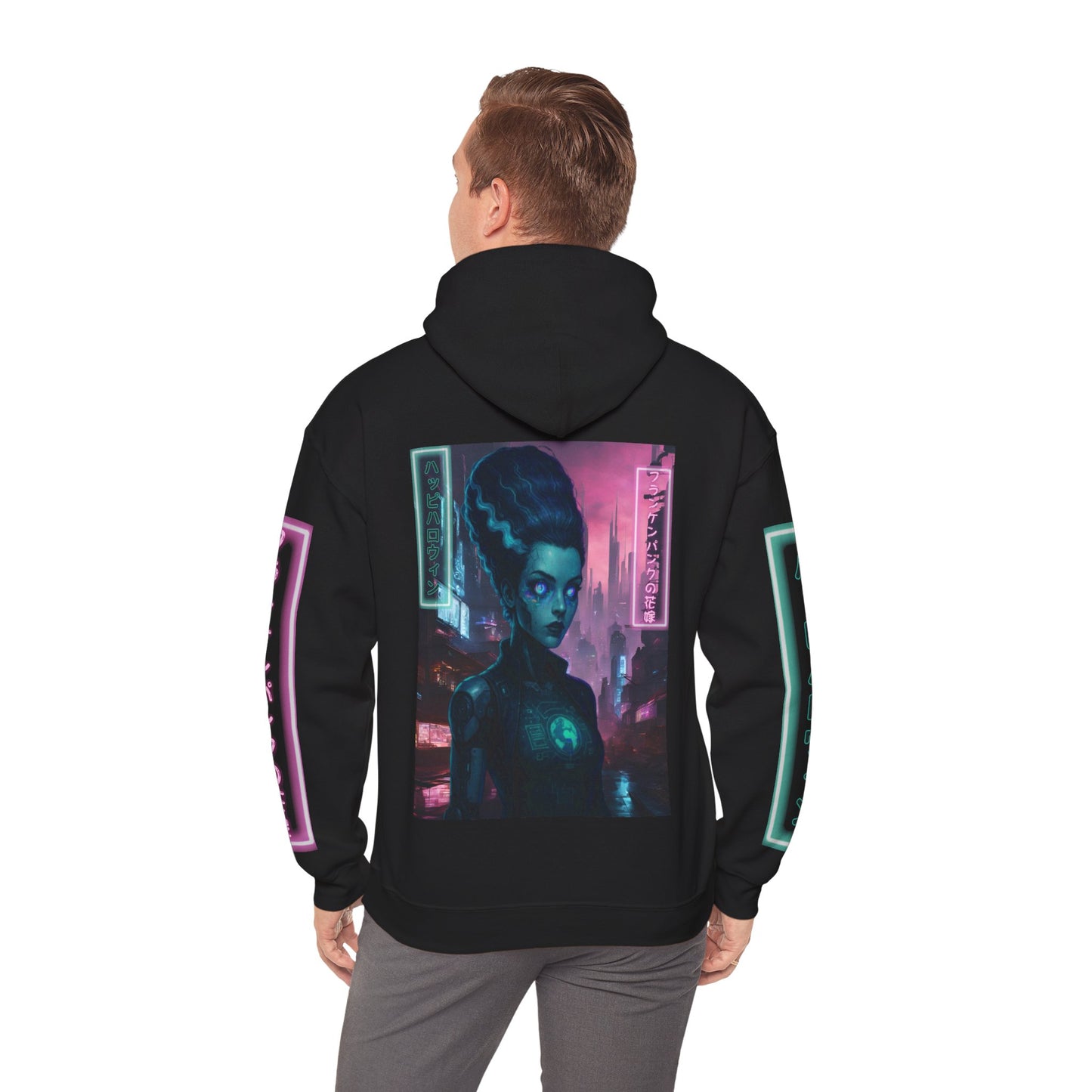 Neon Bride of Frankenstein Hoodie Unisex Hooded Sweatshirt by CreepyCrafts.boo