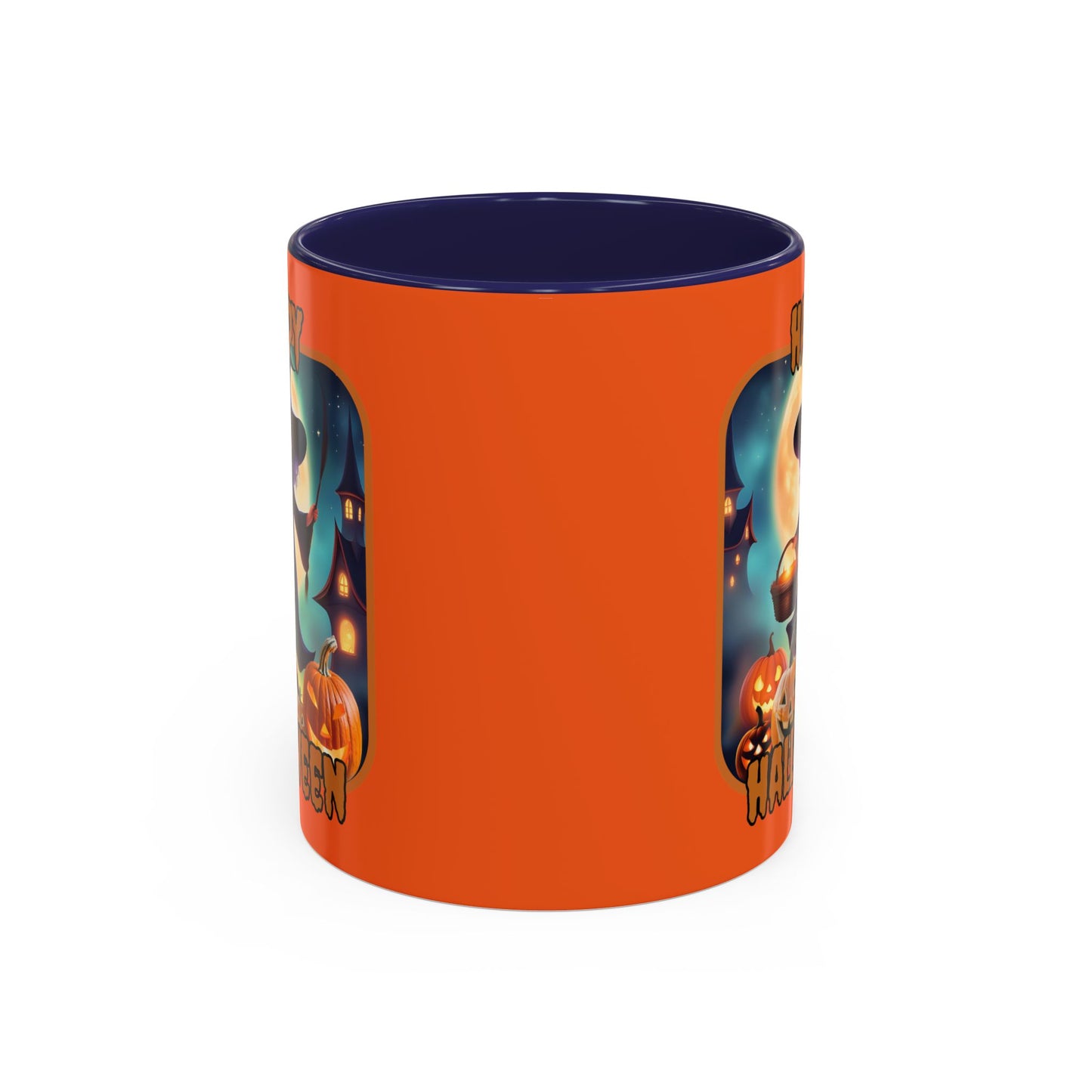 Happy Halloween Little Witch Orange font Orange Accent Mug by CreepyCrafts.boo